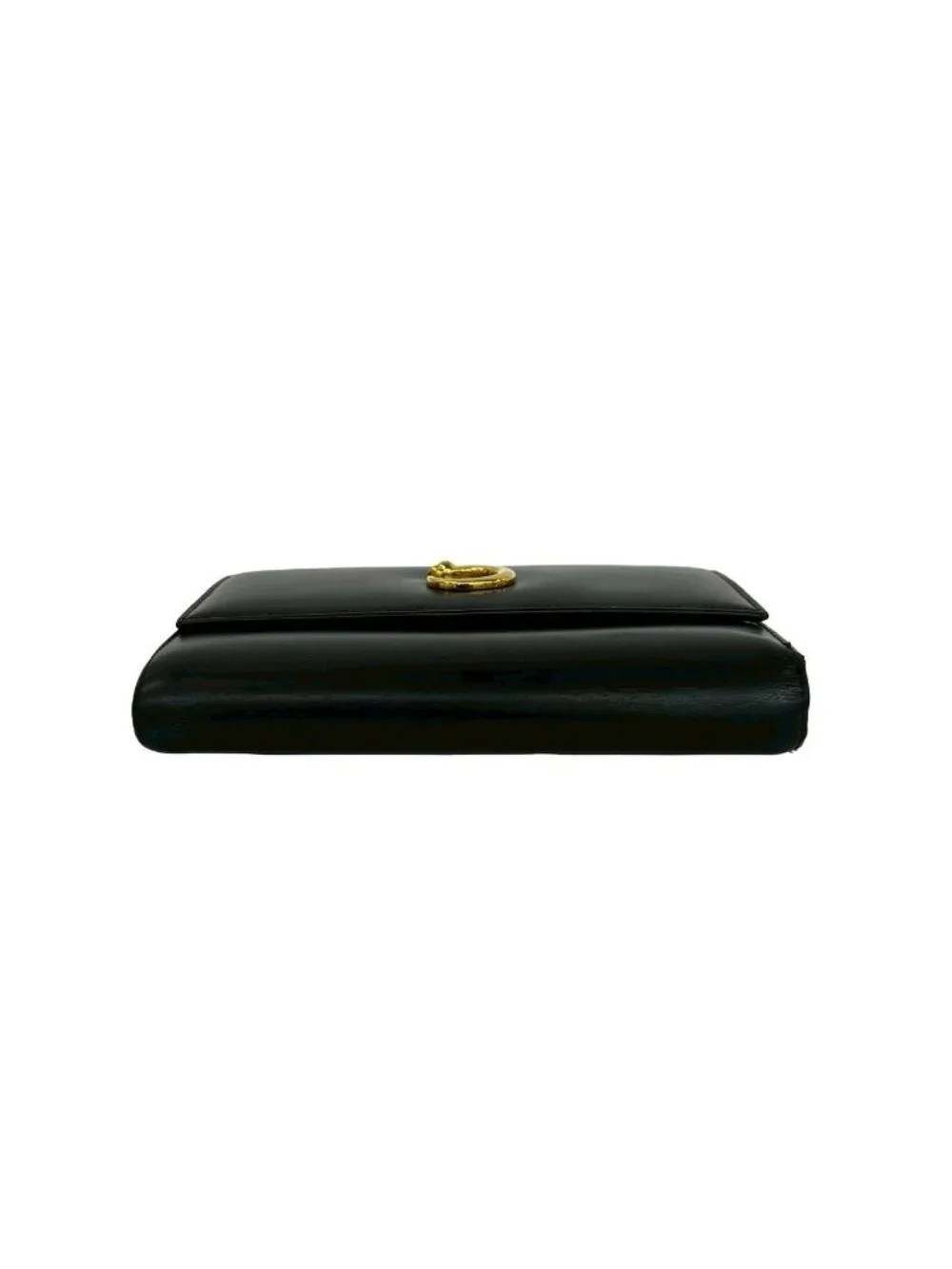 Cartier Panthere Line Leather Trifold Wallet Mini Card Case Black